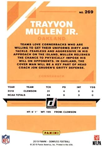 2019 Donruss 269 Trayvon Mullen Jr. Oakland Raiders Rookie Football Card