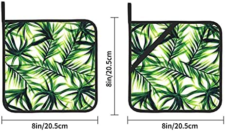 Kulayu Palm Tree Zeleni lišće tiskani nosači lonca za kuhinjski otporan na toplinu, set od 2, Pothilders