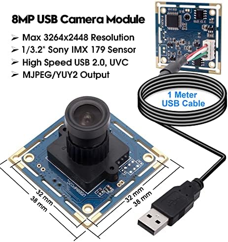 SVPRO 8MP USB modul kamere IMX179 senzor širokougaona kamera kamera za mašinski vid Micro UVC kamera sa