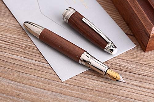 M1000 ručno izrađena drvena nalivpero BOCK fino pero, Rivet Pearl Gornja olovka za pisanje Srebrna kopča