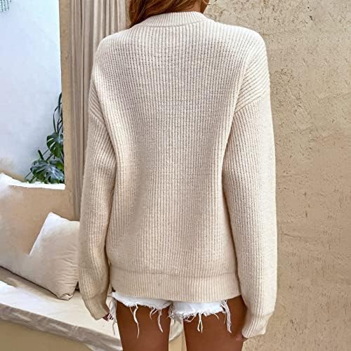 NOKMOPO Ženski dugi džemper Ležerne prilike 2022 Pletenje dugih rukava Čvrsti džemper na vrhu pletene pulover