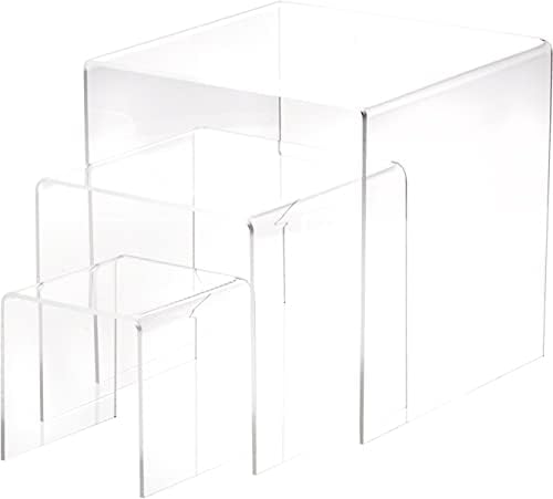 Plymor Clear Acrylic Square display Risers, asortiman paket, Set od 3
