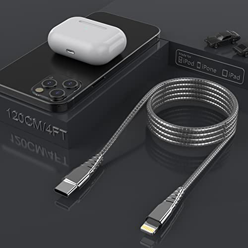 Metalni pleteni USB C do punjenja od groma Apple MFI certificirani USB C iPhonični punjač, ​​4ft / 1,2m