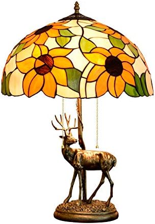 Tiffany antikva stolna lampa 16 Tiffany vitraža staklena lampica Stil elk base Creative Sun cvjetni šljokica