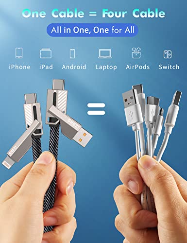 Shezi 4-IN-1 USB C kabel za munje 60W [Brzo za punjenje i podaci Sync] Anti-tangle iPhone punjač za punjač
