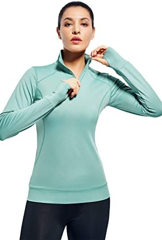 Ženska četvrtina zip trčanje pulover-dugih rukava za vježbanje za žene sa rupom palca