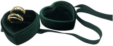 JWBEDJ 2 slota kutija za nakit ring box,kutija za prsten za svadbenu ceremoniju,kutija za prsten na nosioca prstena, plišana baršunasta kutija za putni nakit organizator,angažman prijedloga za ceremoniju vjenčanja,zelena traka srca