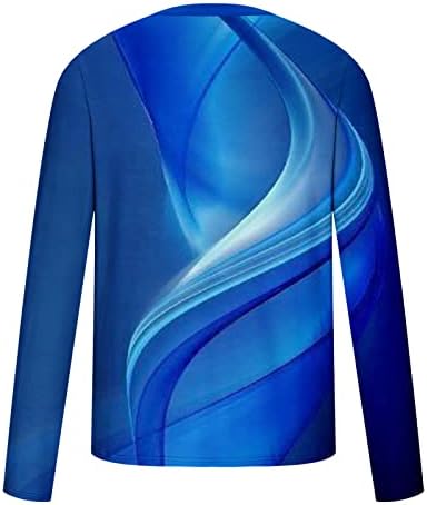 Muške košulje Dugi rukav Casual okrugli vrat klasična pulover linija 3D štampane bluze sa redovnim Krojem