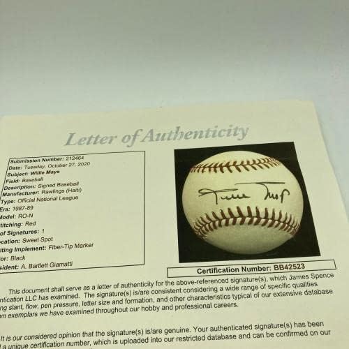 Lijep Willie možda potpisali službenu bajzbol nacionalne lige JSA COA - autogramirane bejzbol
