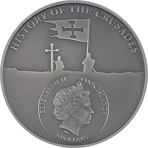 2022 de Crusades Powercoin Wendish Crusade 1 oz Silver Coin 5 $ Cook Islands 2022 Antikni završetak