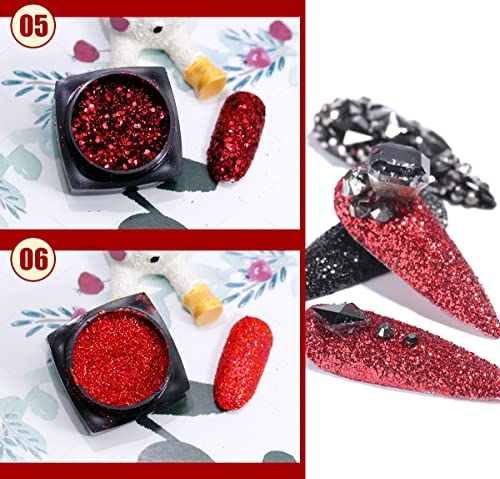 Red nail Art Glitter šljokice crveni Kristal dijamant svjetlucavi puder za nokte Valentinovo potrepštine
