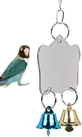 Perting ogledala igračka papagaj viseći zrcalo protiv razbijanja zabava igračka sa zvonima za papagaj koktiel