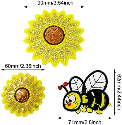 Honbay 12pcs Slatka pčela i suncokret zakrpa ukrasni vezeni zakrpe koji šivaju / gvožđe na aplikacijama