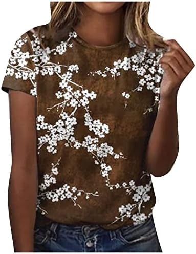 Thirt Dame Jesen Ljeto Kratki rukav odjeća CrewNeck vrat za čamac Pamučna bluza majica za tinejdžerske djevojke