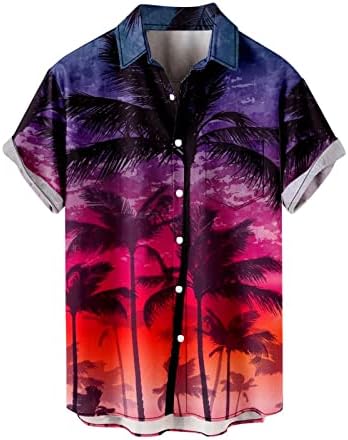 HDDK muške Casual Button down Shirts Summer Beach Tropical Tree Print Hawaiian Shirt Regular Fit odmor Aloha