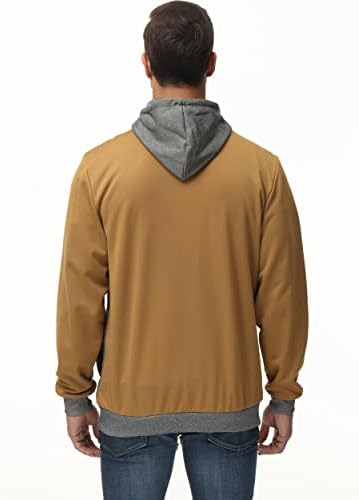 Yukaichen muške jakna s kapuljačom Slim Fit dvostruki patentni zatvarač Turtleneck Fleece Hoodie gornja