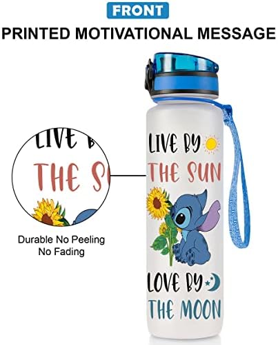 GEPOSTERE Blue Allien 32 oz vode za vodu, živite uz bocu za sunčanje s vremenskim markerom, slatka boca