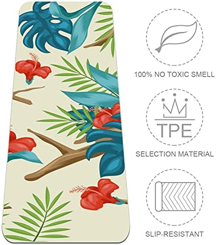 Siebzeh Tropical Leaves Birds Premium Thick Yoga Mat Eco Friendly Rubber Health & amp; fitnes Non Slip Mat