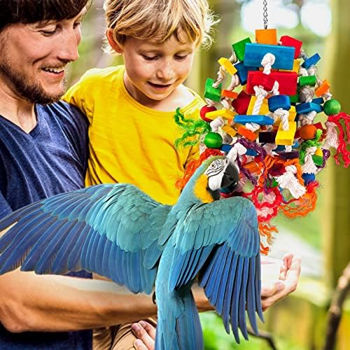 Mewtogo Velika igračka papagaja - Višebojni drveni blokovi suzačke igračke za ptice sugerirane za afričke