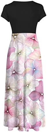 Haljine za žene 2023 Dressy casual kratkih rukava Crewneck Sundress Ljetni Boho cvjetni carst struk plaža