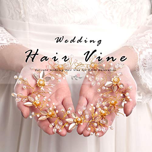 Unicra cvijet Bride vjenčanje kosa Vine list Bridal dugo traka za glavu Pearl Crystal Hair Accessories za
