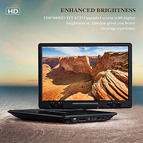 14.9 Prenosivi DVD uređaj sa 12,5 Veliki HD okretni ekran, ekskluzivni dizajn dugmeta, priloženi glava za