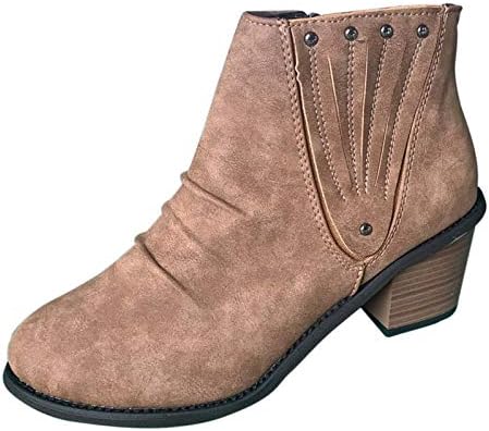 Čizme za žene čizme za gležnjeve napete da dame plijeni Chunky složene cipele na petu hodajuće cipele na