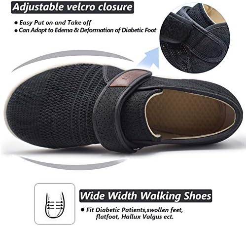 W & Lesmo Muške dijabetičke cipele s podesivim zatvaračima, lagana cipela za širinu širine za starije osobe