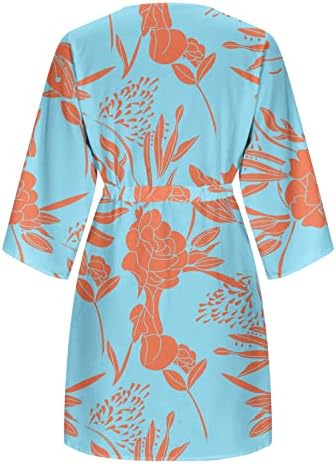 Mini haljina ženska seksi v-izrez elastična struka cvjetnog tiskanog rukavskog rukava na plaži za sunčanje