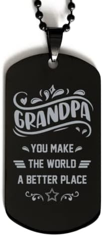 Ogrlica za pasku djeda, svijet učinite boljim mjestom, crnom nehrđajućem čeliku, inspirativno
