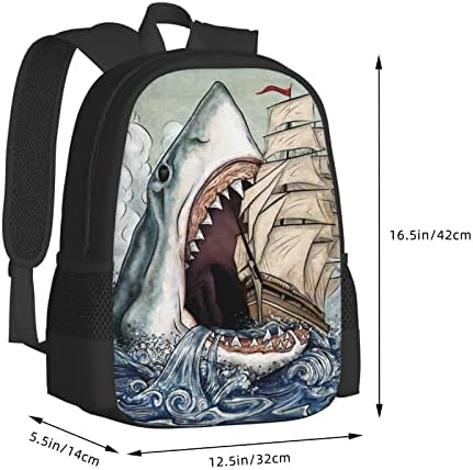 Aseelo Cartoon Shark jedenje broda u okeanu mora školski ruksak veliki koledž ruksak Casual Bookbag Travel