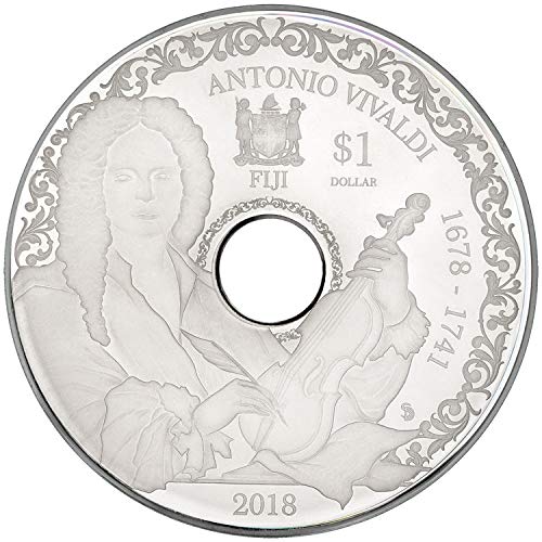 2018 de Moderna prigodna pomoćna Powercoin Antonio Vivaldi rezigrava CD otporni na srebrni novčić 1 $ Fidži