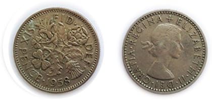 Kovanice za kolekcionare - cirkuliran britanski 1958 šestspence / šest pence 6p novčić / Velika Britanija