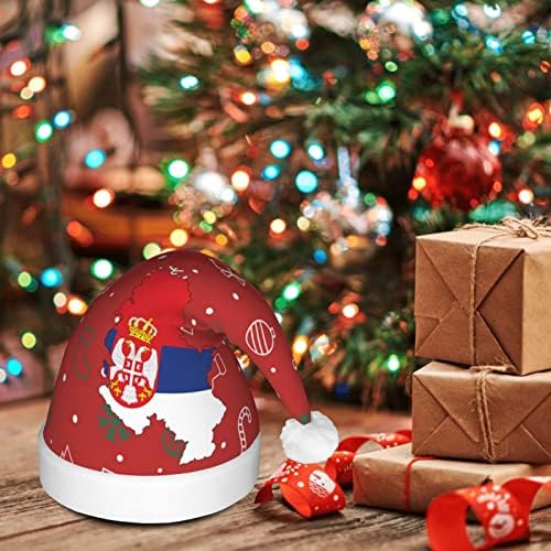 Srbija karta Zastava Funny odrasle pliš Santa šešir osvijetliti Božić šešir za žene & amp ;muškarci Božić