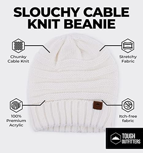 Teška glava Slouchy Beanie Winter Hat za žene - Slauch Prevelizirani kabeli za pletene kape - hladno vrijeme