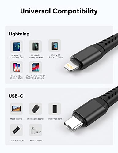 USB C za munjeviti kabl 10ft, YEONPHOM MFI sertifikovan Tip C za munjeviti kabl Extra Long iPhone punjač