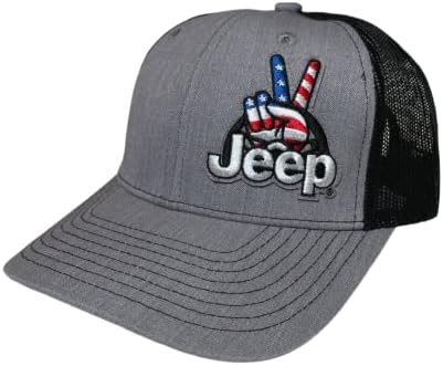 Jeep Wave Logo kamiondžija Patch šešir-brušeni pamuk / keper sa vezenim flasterom Heather Siva / Crna
