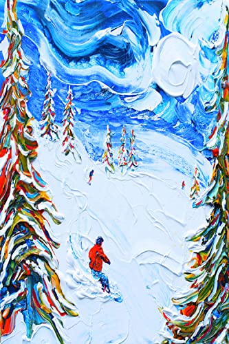 Snow Mountain Landscape Ski skijaš snowy Original apstraktno ulje na platnu zimski Sport likovne umjetnosti