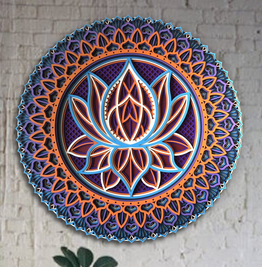 Lotosov cvijet Mandala, višeslojna Mandala, Zlatna,tirkizna,Aqua boja, drveni Lotos, zidna Umjetnost sobe