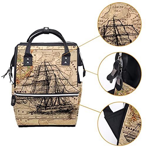 Mapa broda Navigacija Vintage Pelene tote torbe mama ruksaka Velika kapacitet pelena torba za staračku vrećicu