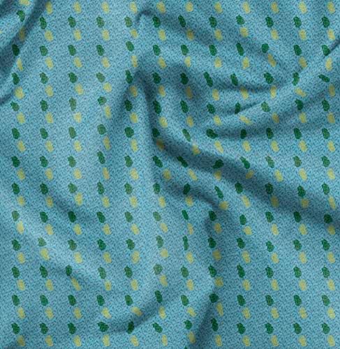 Soimoi plavi pamučni dres tkanina lišće & amp; Clover Floral Print Fabric by the Yard 58 inch Wide