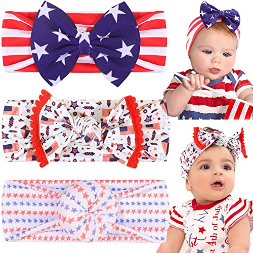 VOBOBE 4. jula američka zastava Baby Headbands Cheer Bow, djevojčice crvena bijela plava zvijezda Spangled