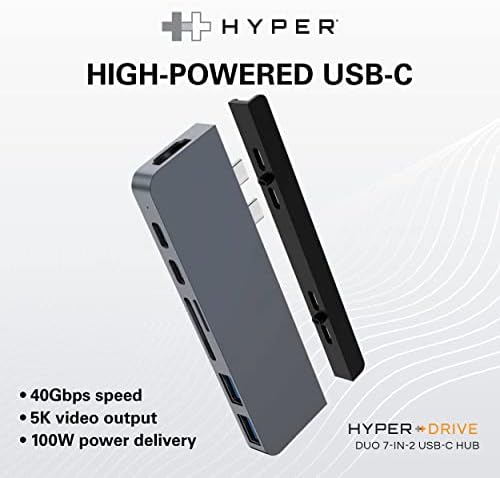 Hyper HyperDrive USB C Hub, Duo 7-u-2 USB C Adapter - MacBook Pro Adapter sa magnetnim rukohvatom, 4K HDMI,