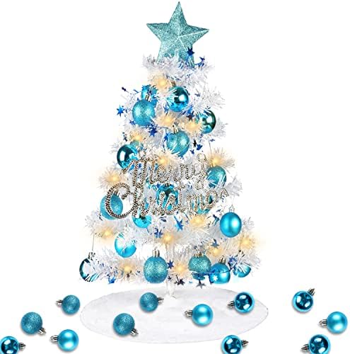 Mini božićno drvce od 60cm, umjetno božićno drvce sa visećim ukrasima, suknja za božićnu drvvu, božićna