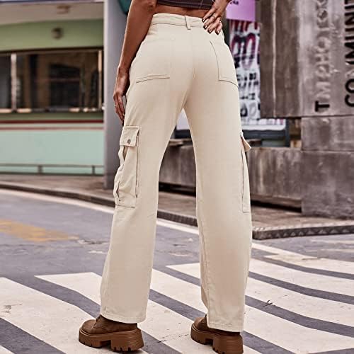 Miashui ženske pantalone Casual elastični struk žene Casual Moda 4 džepovi visokog struka kargo pantalone široke noge