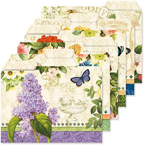 Fascikle datoteka Grande Fleur - Set od 24, raspoređenih kartica 1/3 reza, 6 cvjetnih dizajna, fascikle
