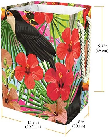 Inhalator listovi tropskih ptica tukana I cvjetovi hibiskusa 300D Oxford PVC vodootporna odjeća korpa velika