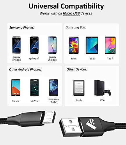 Micro USB kabl, 10FT 2Pack dugi android kabel, brz telefon za punjač Nylon USB punjenje Android kabl za