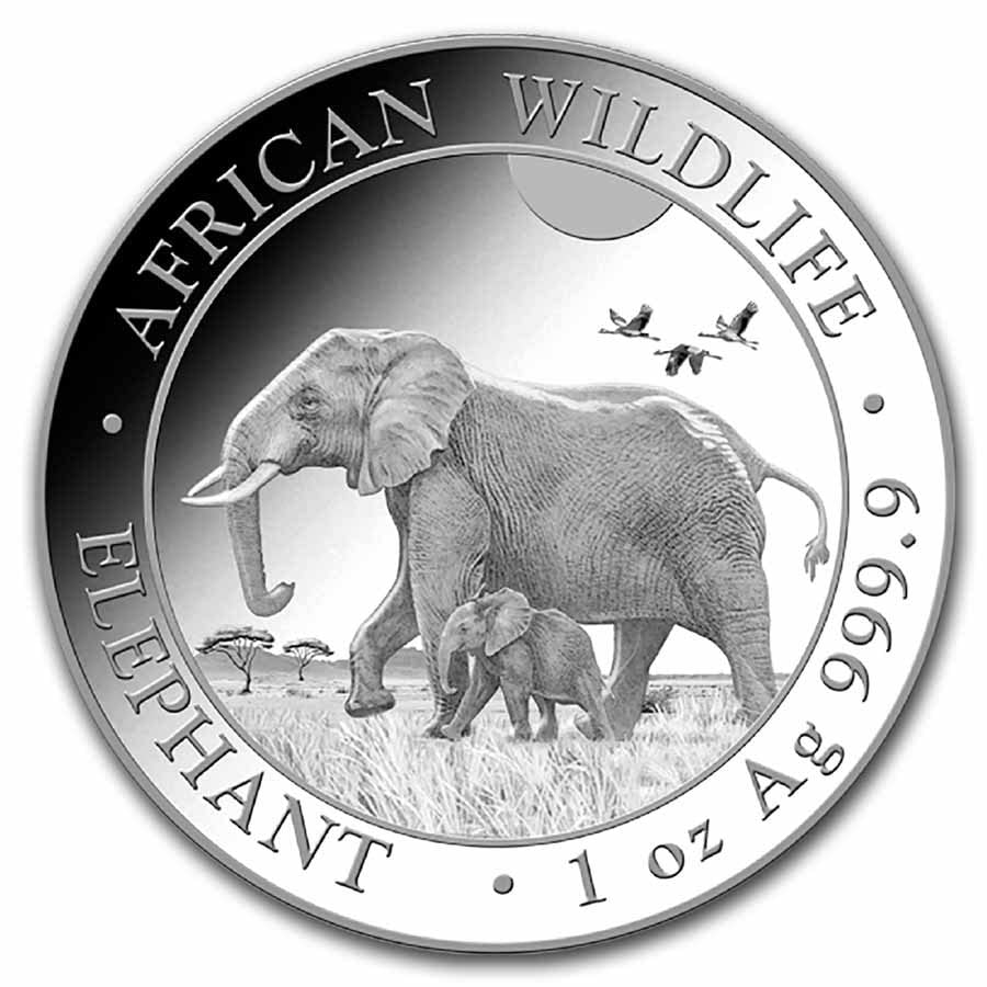 2022 Tako somalijski slon jedan uncu srebrni novčić šilingcirkuliran