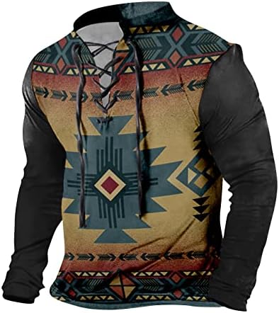 Rttuiop dugih rukava plus veličina modnih košulja Muški zimi Aztec V izrez opušten fit pulover poliester